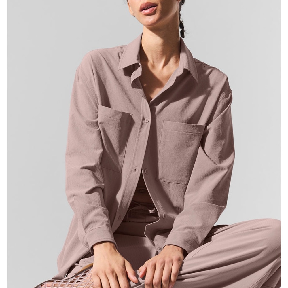 ITS SOLD ALO Yoga Dusty Pink Button-Down Shirt